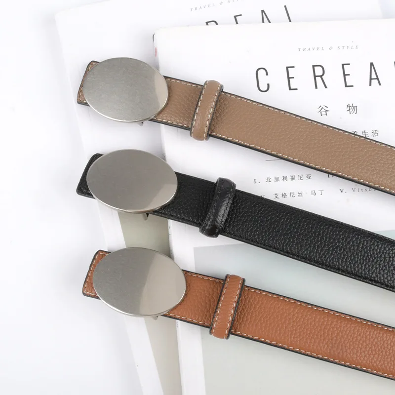 Slide Metal Buckle Adjustable Corset Strap Women Luxury Full Grain Genuine Leather Waist Belts Double-faced Cowhide Ceinture