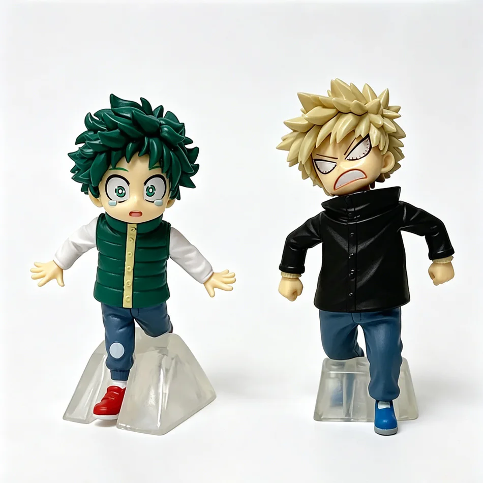 My Hero Academia Q-Version Figur, Izuku Midoriya & Katsuki Bakugo Anime-Ornament für Auto & PC-Gehäuse, Bandai Preisfigur