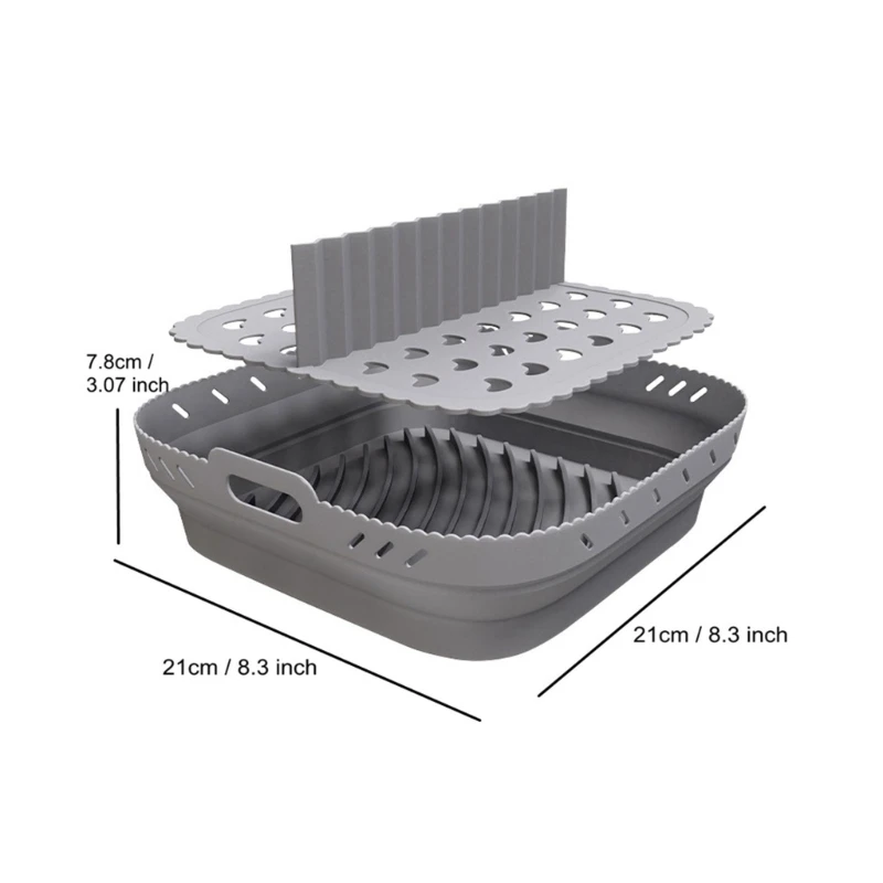 Tấm lót nồi chiên không khí bằng silicon có thể gập lại với tấm chia ngăn Lò nướng có thể tái sử dụng