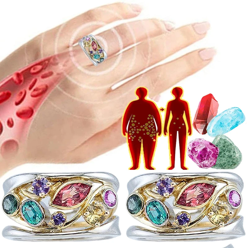 Fashion Crystal Quartz Ionix Ring Ionix Therapy Quartz Crystal Ring For Weight Loss Lymph Drainage Magnetic Therapy Ring Women