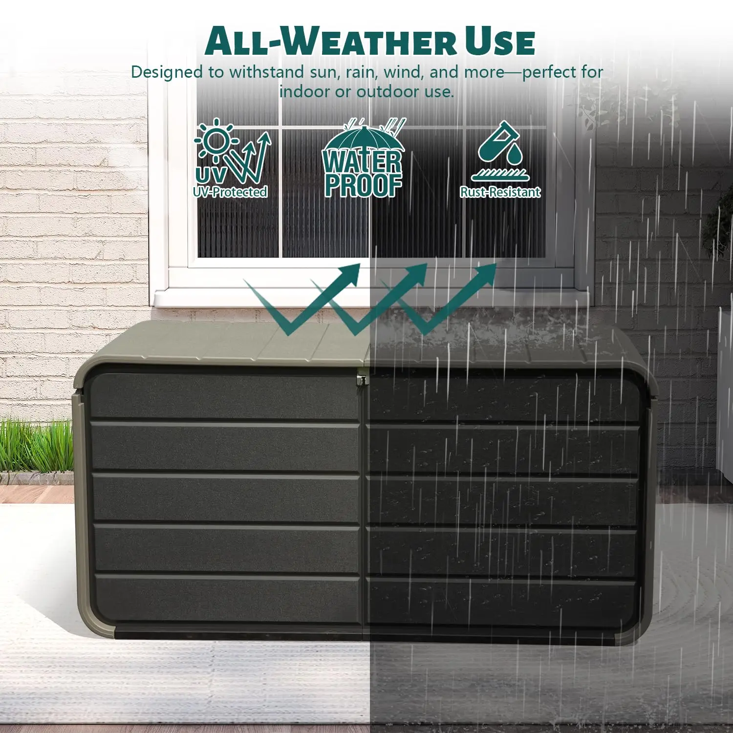 200-Gallon Outdoor Storage Box with Lockable Lid Waterproof and UV-Resistant Deck Box for Patio