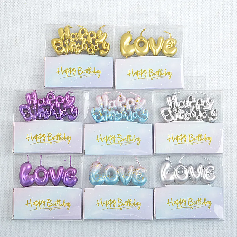 

Gradient Gold-plated Happy Letter Love"Birthday Celebration Candle Birthday Cake Decoration Candles Suitable for Various Cakes
