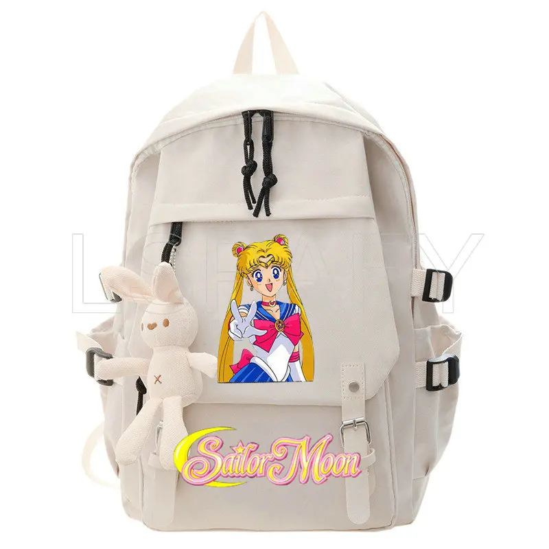 Sailor Moon Girl School Backpack Female Large Capacity Kawaii Back Pack Mochila Pink Women Bagpack Nylon Cartoon Schoolbag