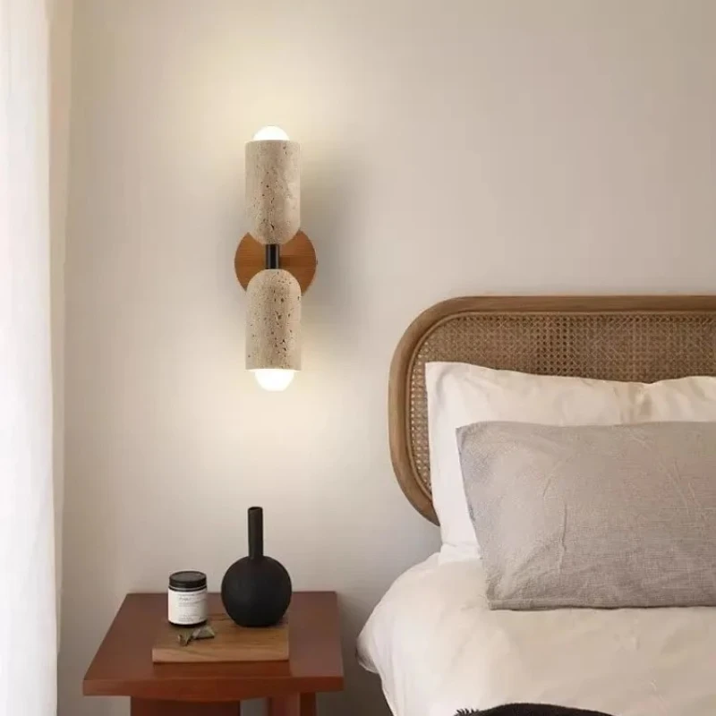 Japanese Wabi Sabi Style Yellow Cave Stone LED Wall Lamp Bedroom Bedside Living Room Background Wall Home Decor Lighting Fixture