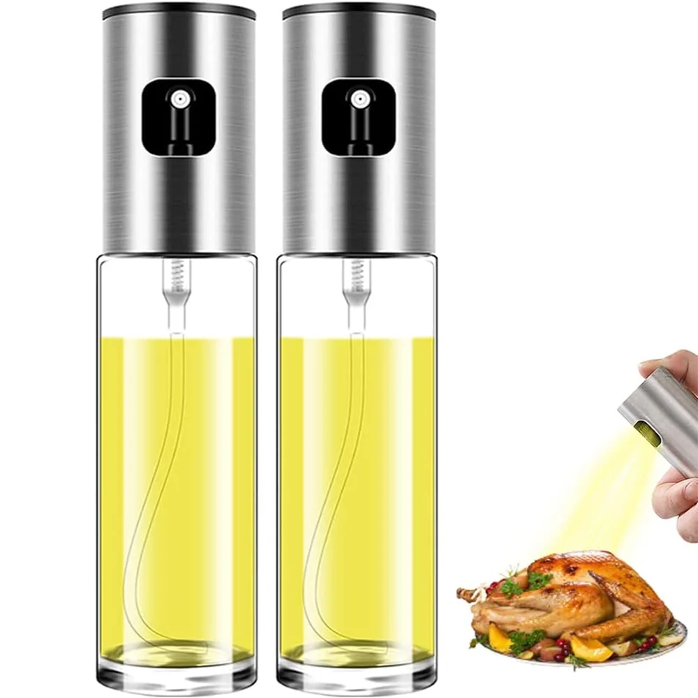 1 or 2 Pack Glass Oil Spray for Cooking Spray Bottle Olive Oil Sprayer Mister for BBQ ALAD Baking Roasting Grilling