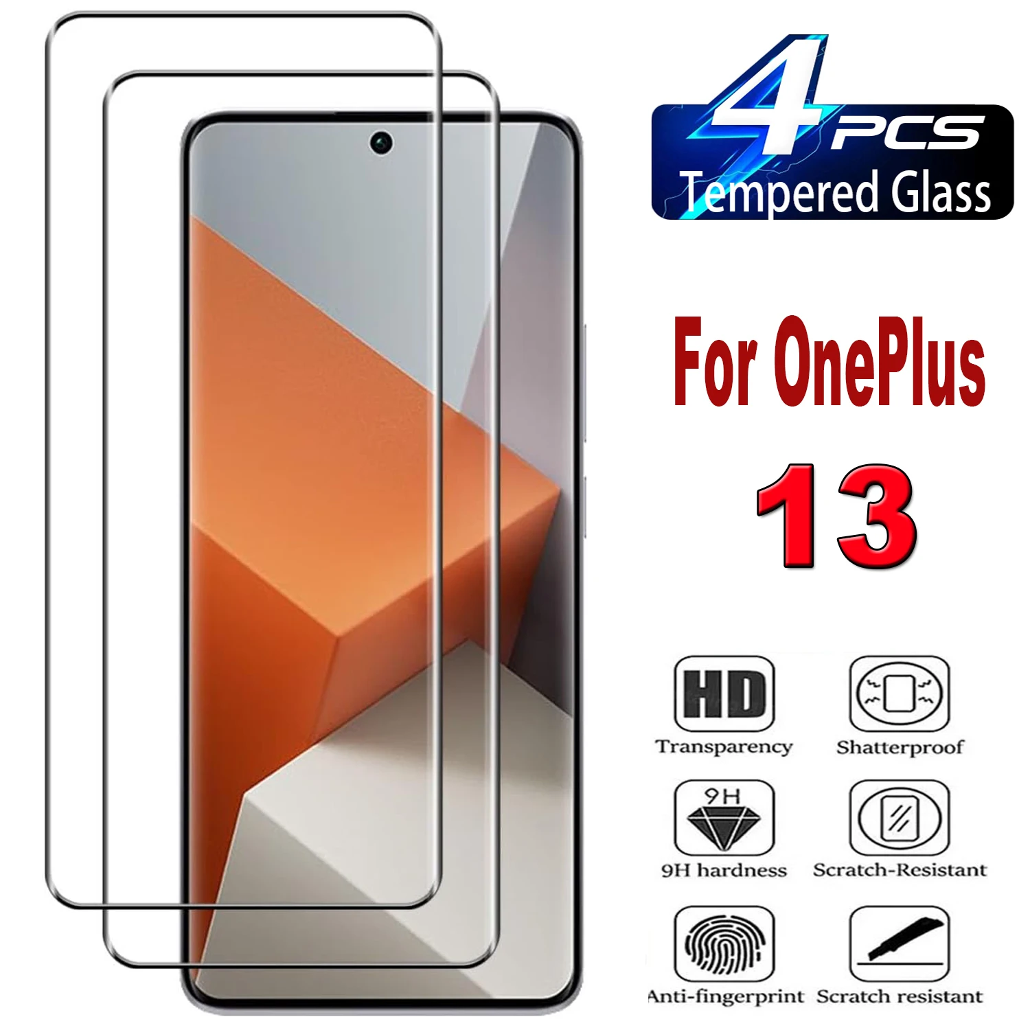 

9H Curved Four Sides Glue Screen Protector Film For OnePlus 13 2/4Pcs HD Tempered Glass