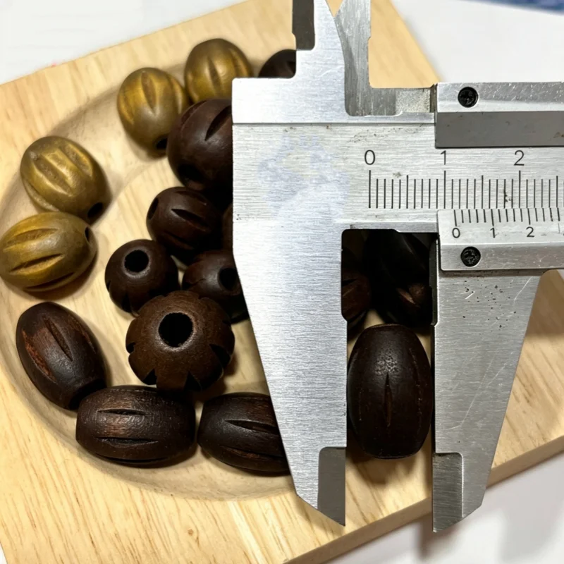 100 Stück Natürliche Geschnitzte Ovale Holzperlen Retro Holz-Abstandhalter Lose Perlen Handgemachtes Schmuckzubehör für Armbänder und Halsketten – Detail 5