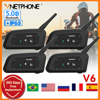 4PCS Vnetphone V6 6 Riders Motorcycle Bluetooth Helmet Headset Intercom  Full Duplex Bt Communicator Intercomunicador Interfones