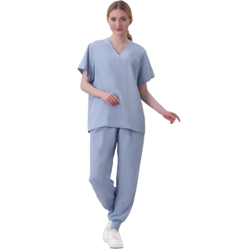 다색 유니섹스 반팔 약국 간호사 유니폼, 병원 의사 작업복, 구강 치과 수술 유니폼, 의료 스크럽 세트