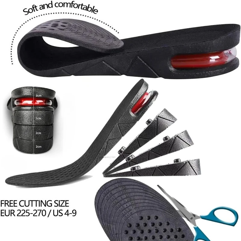 

Elevating Air Cushion Shoe Insoles for Men Women Height Boost Inserts 3-9cm Adjustable Lift Comfortable Sneaker Padding