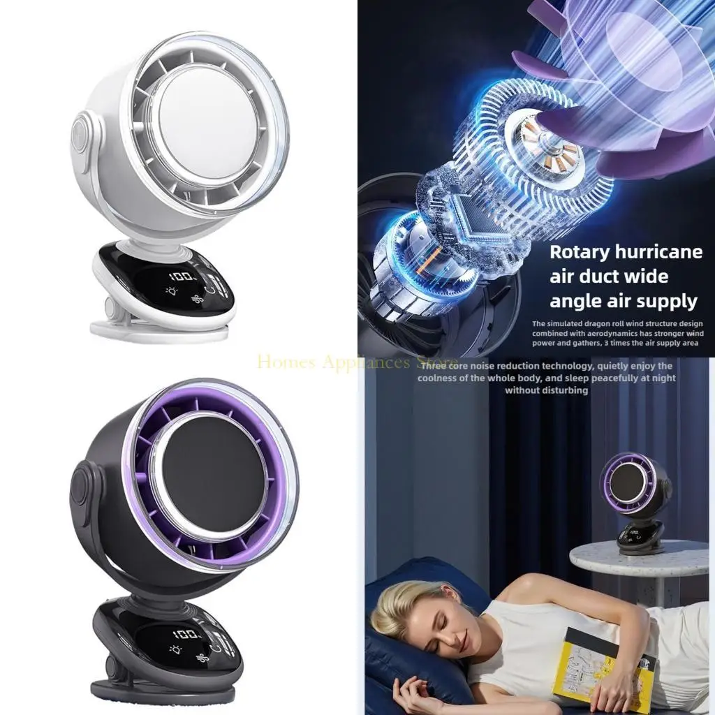 

D0AB 180 Degree Adjustable Desktop Circulating Fan Rechargeable Table Fan Office Wall Mounted Fan Electric Desktop Clip Fan