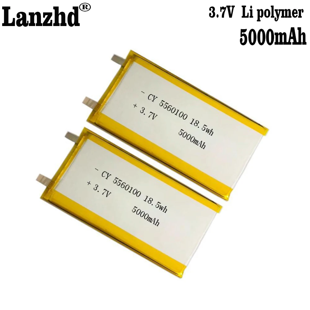 1-12Pcs  Li 3.7V 5560100 5565113 5000mAh Li polymer lithium battery is suitable for LED TOY mobile power supply with cable