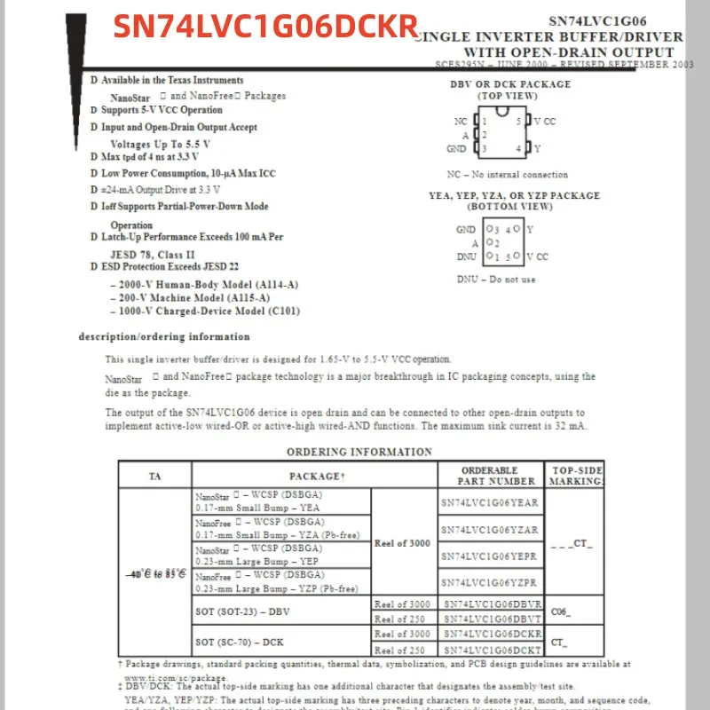 SN74LVC1G17DCKR SN74LVC1G14DCKR SN74LVC1G11DCKR SN74LVC1G10DCKR SN74LVC1G08DCKR SN74LVC1G07DCKR SN74LVC1G06DCKR SN74LVC1G04DCKR