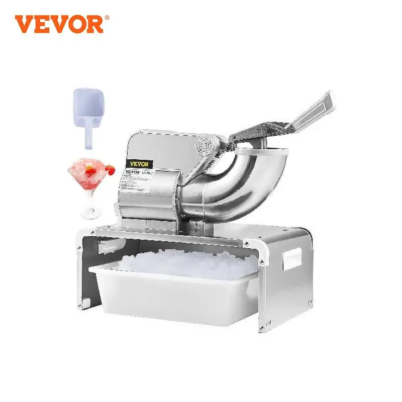 VEVOR Commercial Snow Cone Machine 500LB/H Electric Shaved Ice Machine w/Dual Blades Stainless Steel Ice Crusher Shaver for Bars