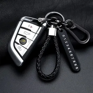 DIY Fashion Plate Mobile Phone Pingente Keychain For Men Punk Simple Fabric Fabric LEATHER CORDA 8 Main Sales Leather Keychain - №1