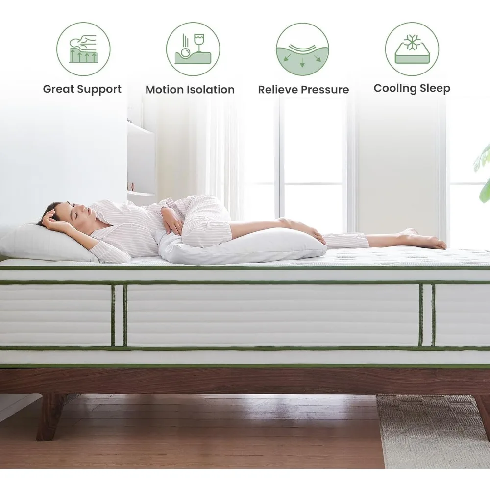 King Mattress, 14 Inch Hybrid Mattress in a Box, King Size Mattress with Gel Memory Foam and Individual Pocket Springs