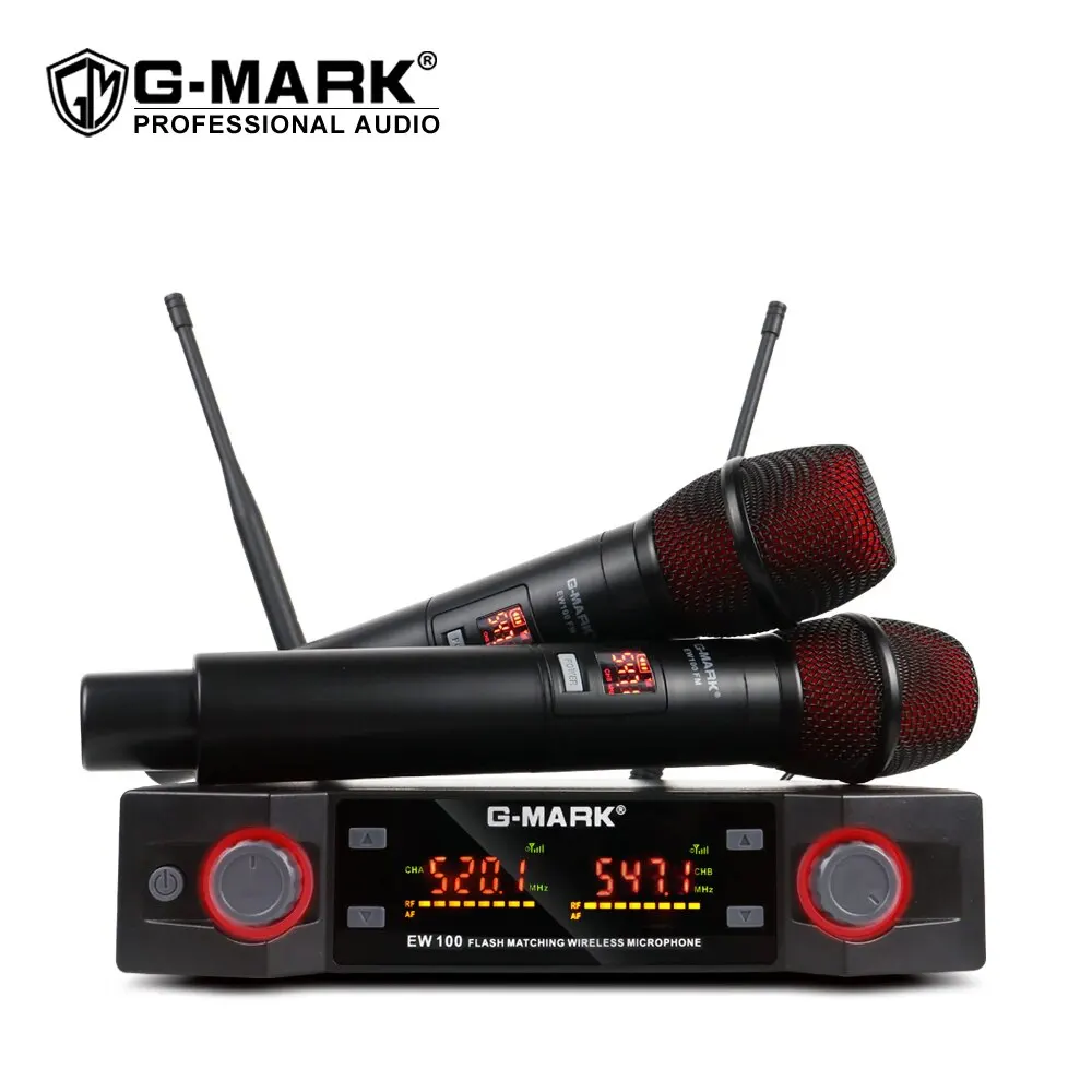 Wireless Microphon G-MARK EW100 Professional UHF Karaoke Handheld Mic Frequency Adjustable 50M For Party Show Stage Wedding