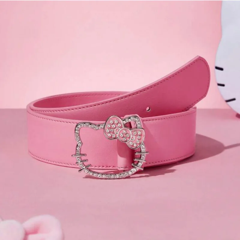 Sweet girl belt hollow out Kitty cat pink belt suitable for jeans