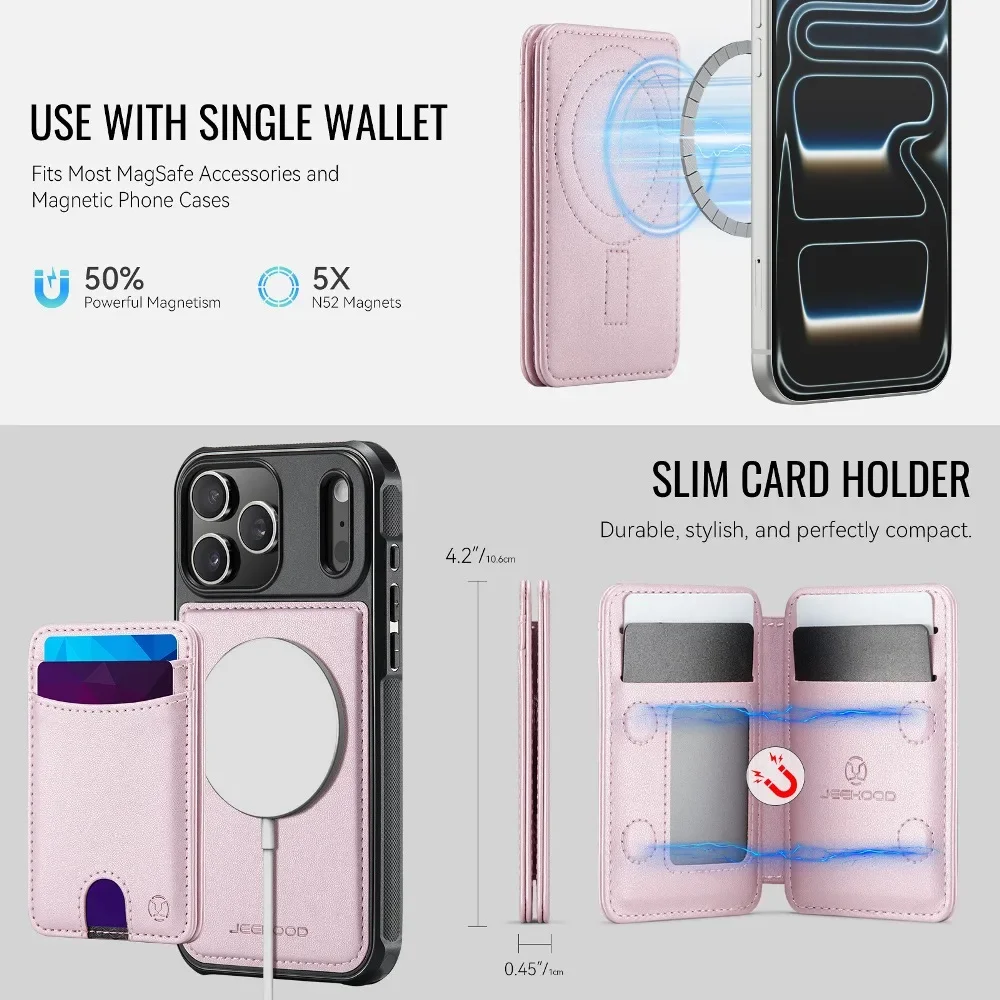 Magnetic Detachable Wallet Case Phone Cover for iPhone 17 Air 16 15 14 Plus 13 12 Pro Max with Support Wireless Charging