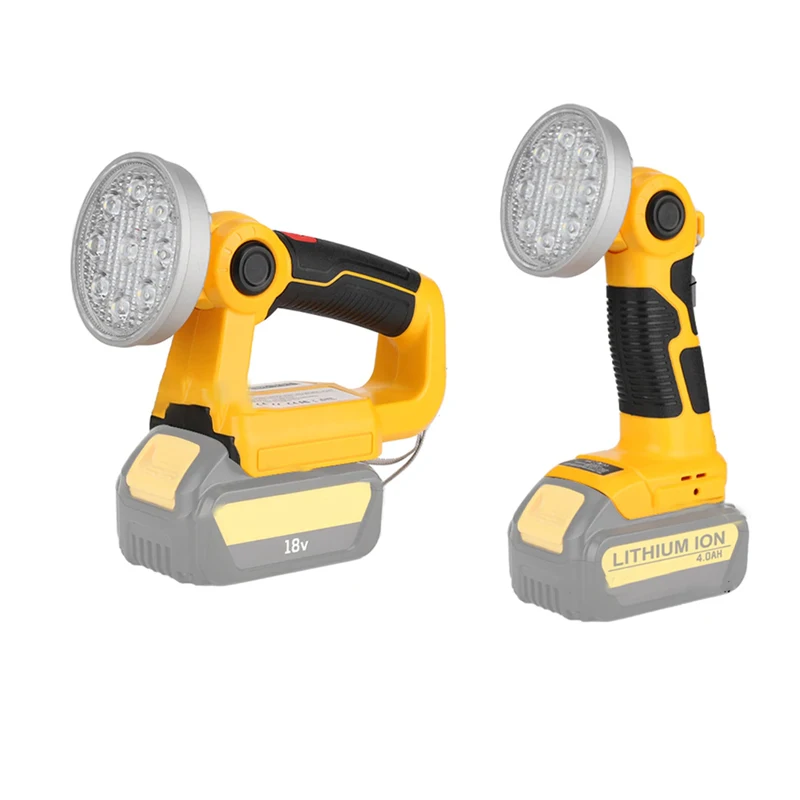 

For Dewalt Lamp LED Work Light for Dewalt 18V 20V Lithium Battery DCB204 DCB205 Cordless Spotlight Round Flashlight with USB