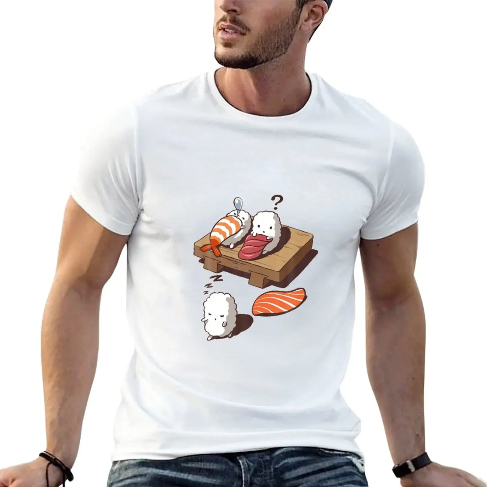 Men's t shirt Sleep Walking Sushi Japanese Nice T-Shirt for a boy tees oversized harajuku anime clothes men clothing sweatshirt