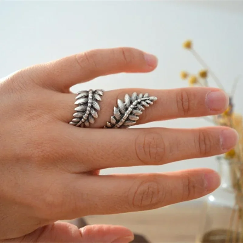 Bohemian Fern Leaf Knuckle Ring Retro Knuckle Midi Ring Creativity Women Leaves Hand Jewelry Adjustable Ring Gifts Wholesale