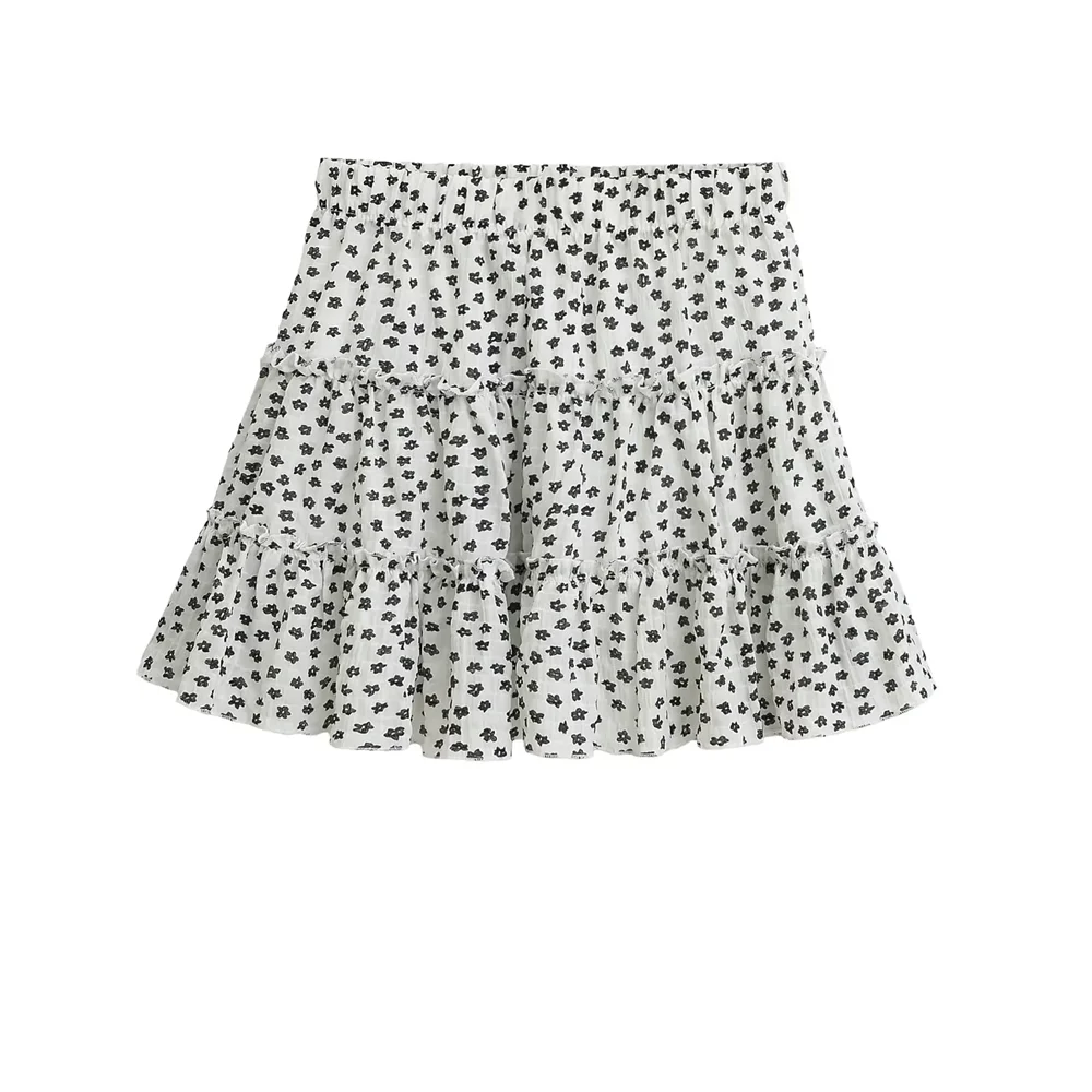 2025 New Style Womens Ruffled Mini Skirt y2k with Floral Print Fashionable and Charming for Summer Wear