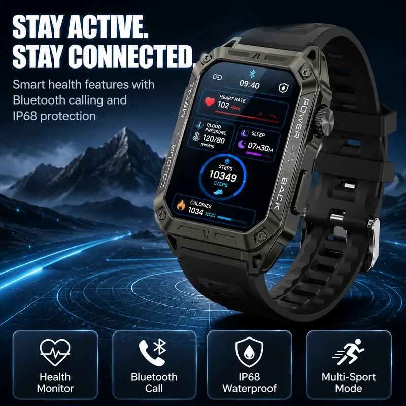 

2026 New 1.91 inch HD Screen Sports Smart Watch With Heart Rate Health Monitoring BT Call IP67 100+Sports Tracking Smartwatch