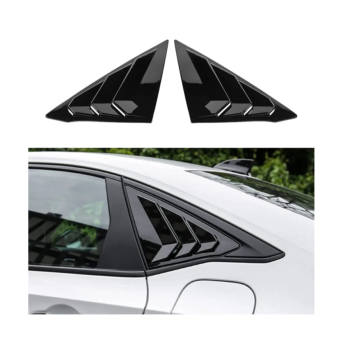 For Honda Civic 2022 2023 Sedan Rear Side Vent Quarter Window Louver Shutter Cover