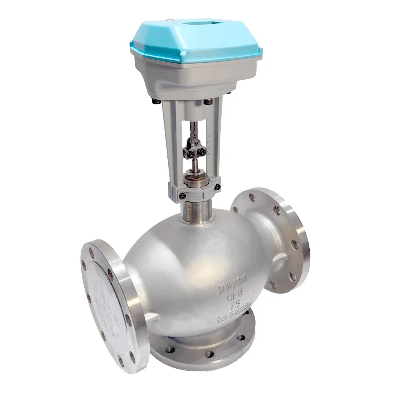 DN100 Electric Motorized Valve Linear Actuator Stainless Steel 2-way Proportional Regulator Valve OEM IP67 Protection for Boiler