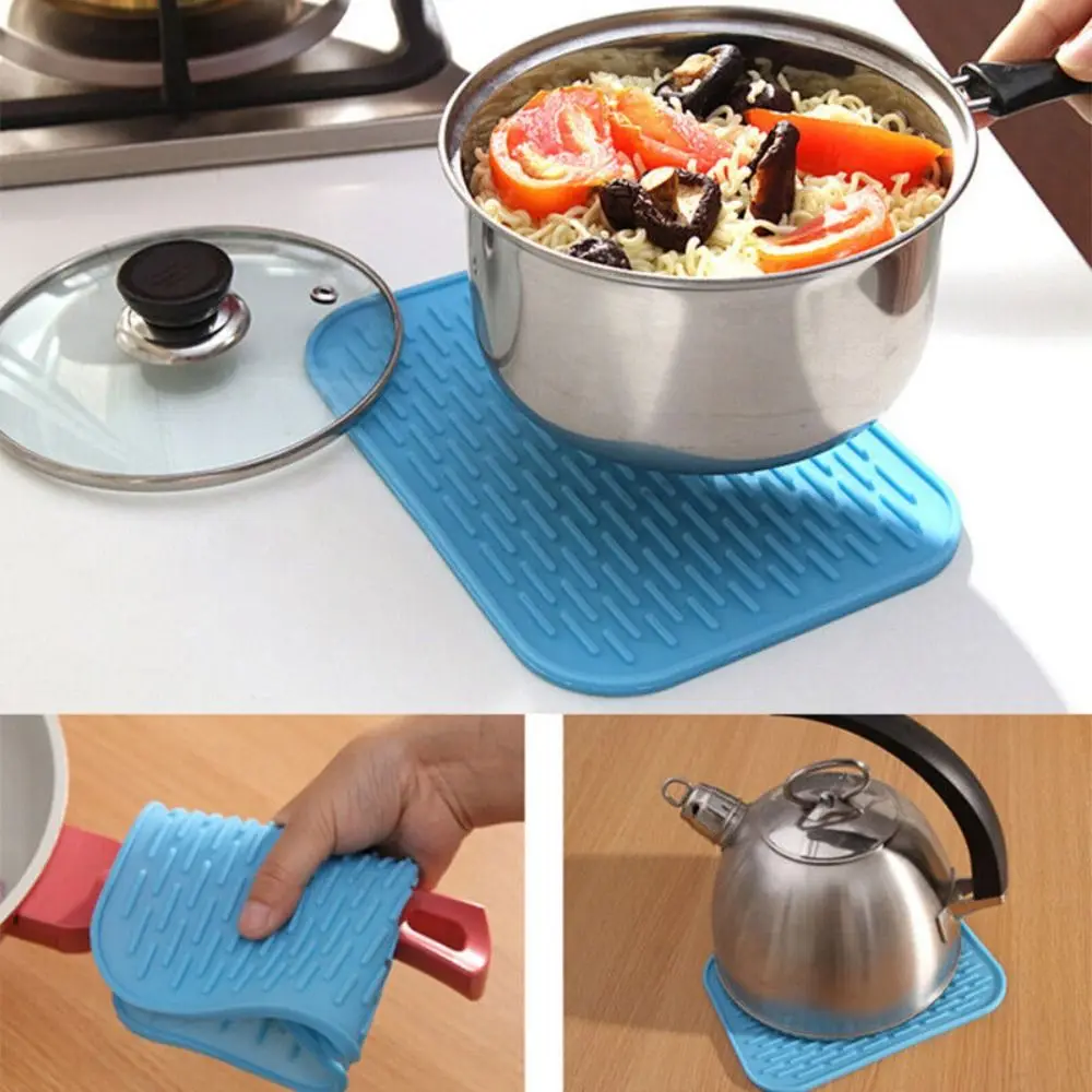 

New Silicone Heat Resistant Mat Non-slip Kitchen Accessories Drink Cup Coaster Rectangle Table Placemat