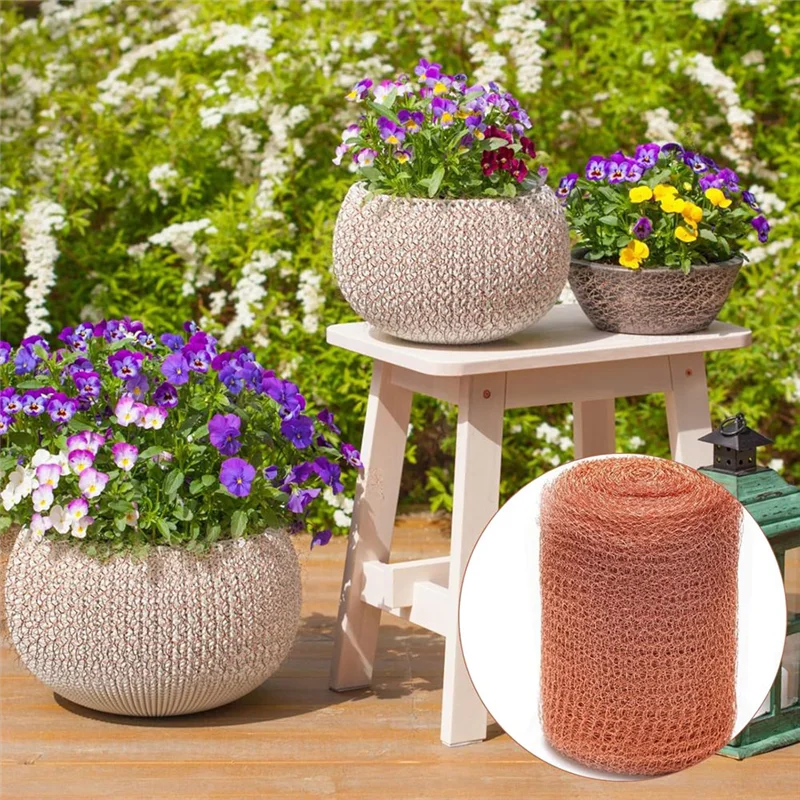 ABNO-9Pcs 12.7Cmx3meter Copper Knitted Wire Mesh Rustproof Copper Mesh Roll For Rodent Copper Mesh For Garden House Ideal DIY
