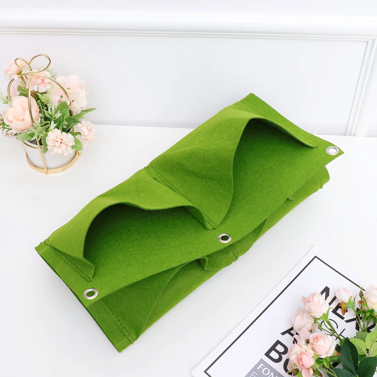 Настенная вертикальная фетровая сумка для выращивания растений для внутреннего и наружного сада, многокарманный контейнер для растений, детская сумка, зеленая