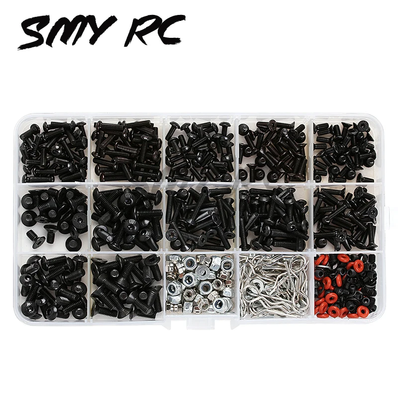 500PCS RC Car M3 M4 Metal Screws Nuts Box for 1/10 RC Crawler Car Axial SCX10 90046 Traxxas Trx4 Redcat Mst HSP