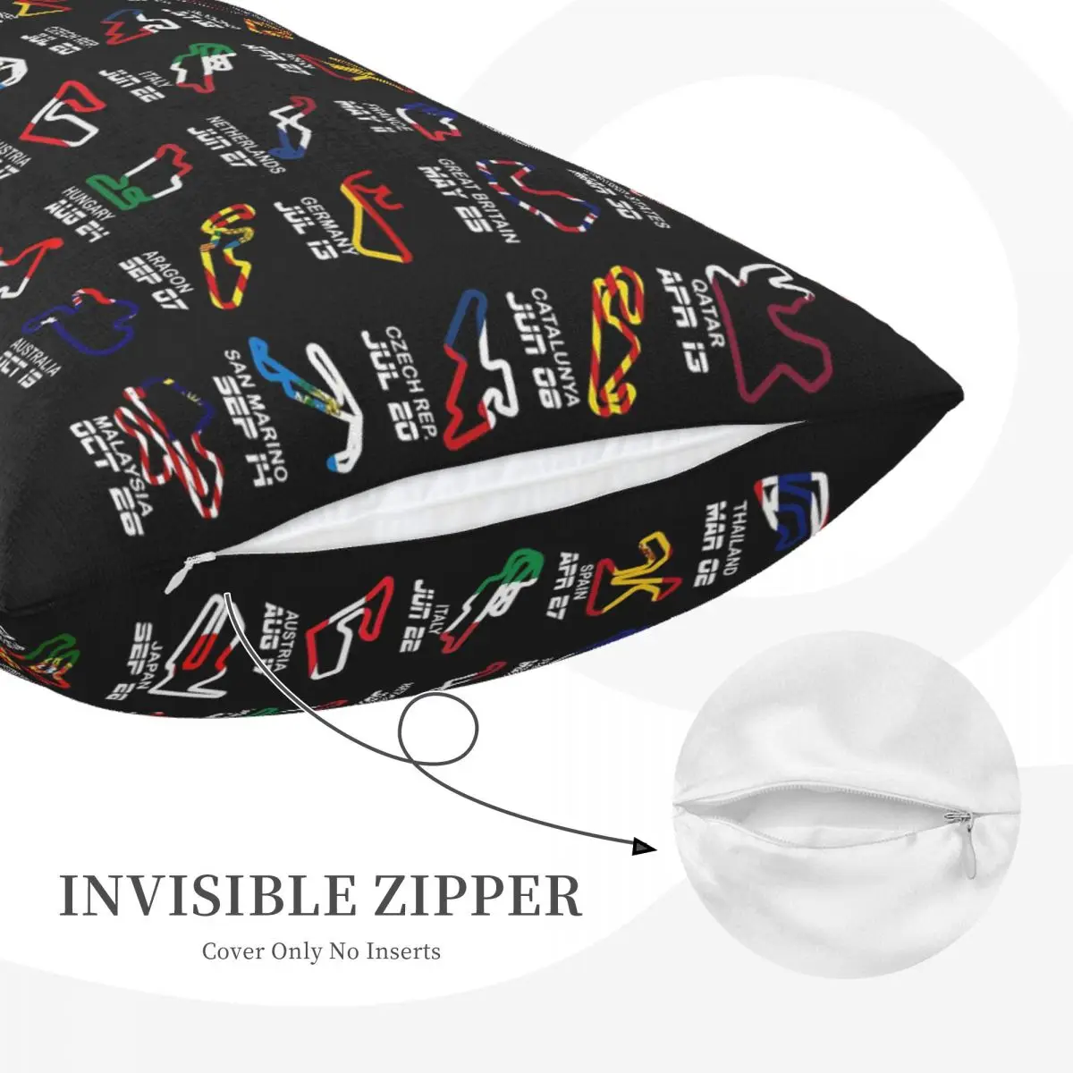 Calendar Season 2025 MotoGp Circuits Rectangle Pillowcase Cushion Cover Decor Bedroom Bed Home Comfort Throw Pillow