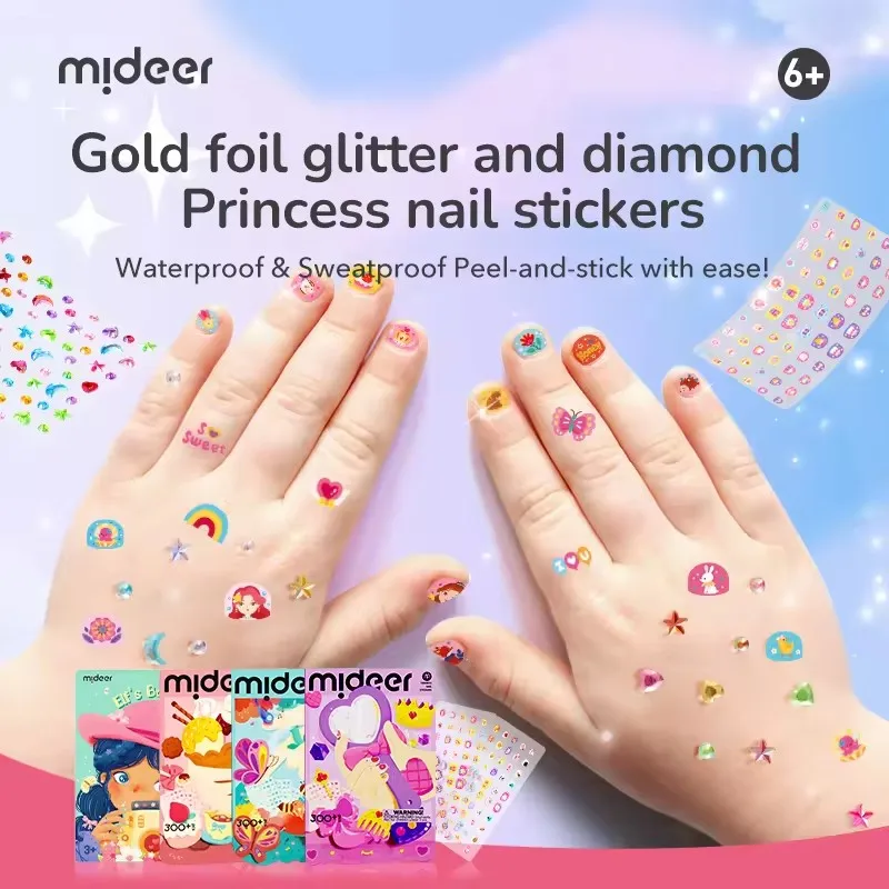 Mideer 300+Pcs Fashion Nail Stickers Children Handmade Dress Up Toys Kids Tattoo Stickers