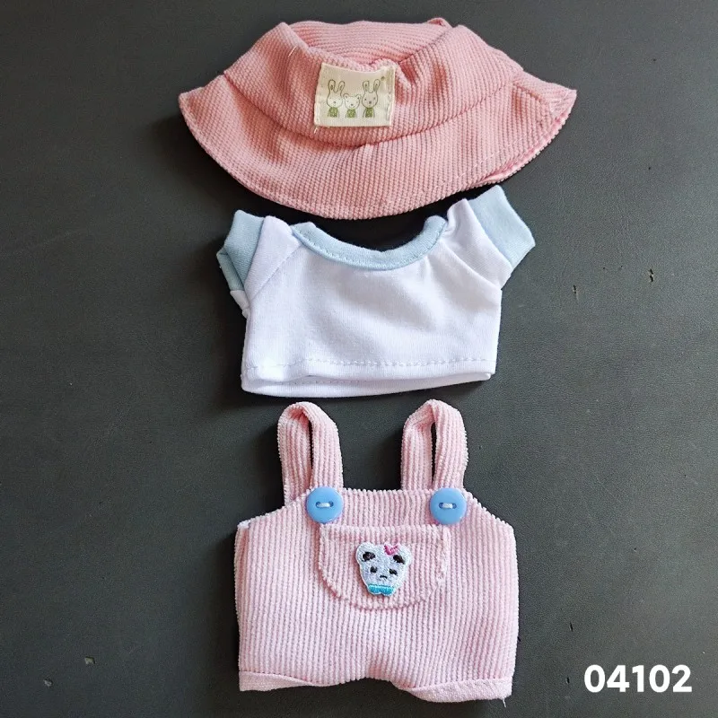 17cm Labubu 핑크 돼지 점프 슈트 의류 세트 아기 펜던트 의류 교체 트렌드 선물 허리 가방
