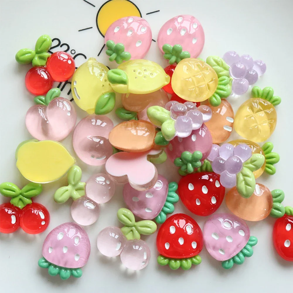 10PCS ล้างผลไม้มะนาวพีช Miniature กลับเรซิ่น Cabochons สําหรับ Hairpin Scrapbooking DIY Home Decor CRAFT อุปกรณ์เสริม