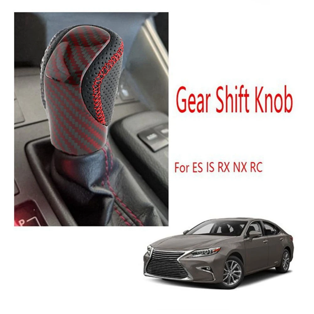 Car Carbon Fiber Black Gear Shift Knob PU Leather Gear Ball Head Stick Shift Lever Knob for Lexus ES IS RX NX RC