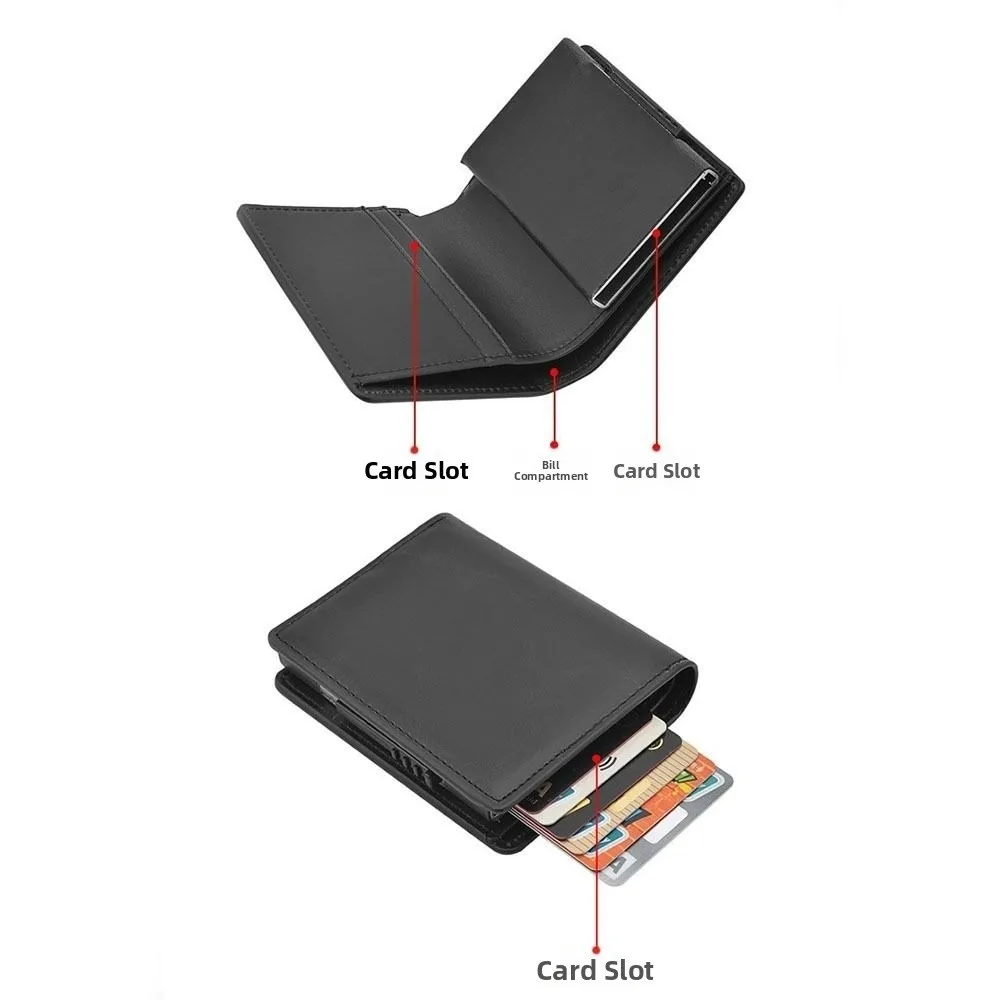 RFID Anti-theft Men's Short Wallet PU Leather Solid Color PU Card Bag Large Capacity Waterproof Business Clutch Bag