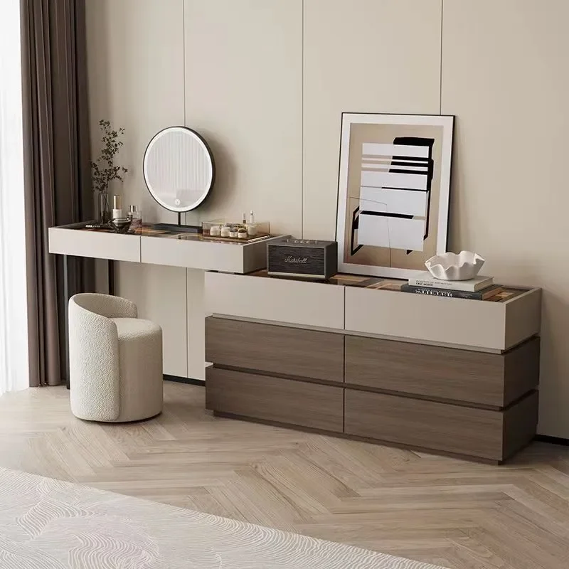 Silent Guide Rail Smooth Italian Minimalist Dresser Storage Cabinet Integrated Bedroom Bedside Chest Multi Functional Storage