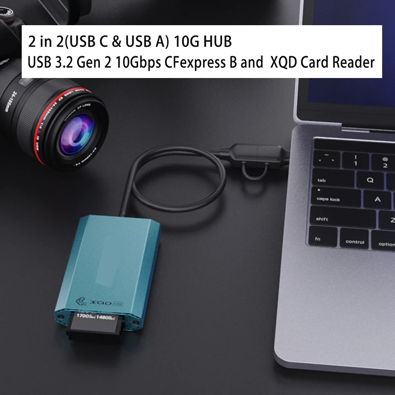 Multi-function Splitter Adapter Converter Plug and Play USB Hub CF/XQD/SDXC/SDXS USB Card Reader 10Gbps Laptop Docking Station