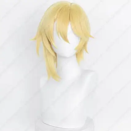 ES Nazuna Nito Cosplay Wig 40cm Golden Short Wigs Heat Resistant Synthetic Hair Simulated Scalp Wigs