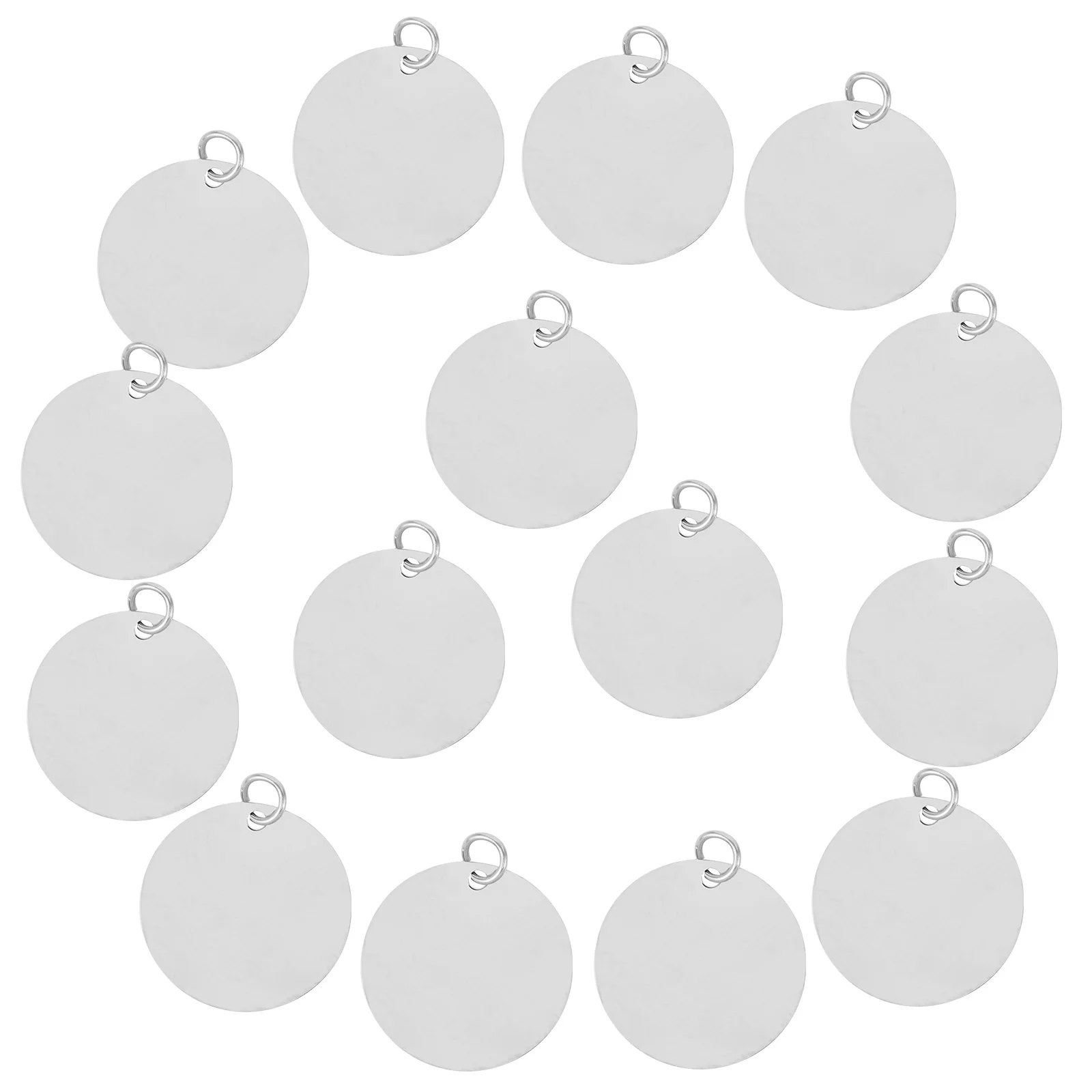 

15 шт., полированные пустые штампованные подвески из нержавеющей стали, круглые металлические подвески, сделай сам, изготовление ювелирных изделий, ожерелье, браслет, бирки, серебро