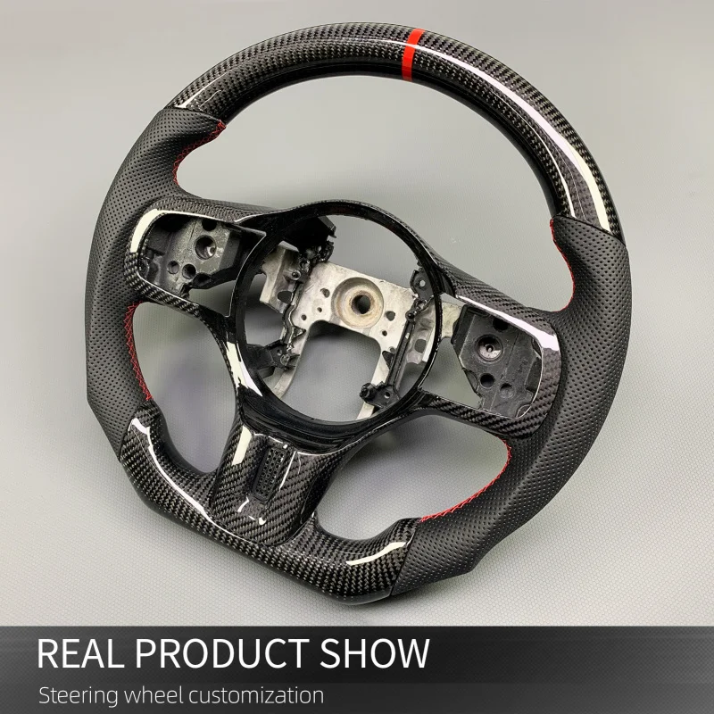 لميتسوبيشي لانسر Evolution X FQ-400 الإصدار النهائي مخصص 100% ألياف الكربون الحقيقية عجلة القيادة الجلدية المثقبة