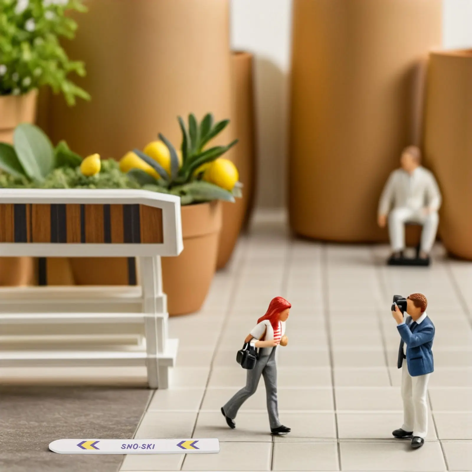 

5Set Miniature Dollhouse Skiing Set Wooden Winter Sports Props for Christmas Scene Holiday Decor Indoor Display Gift Idea