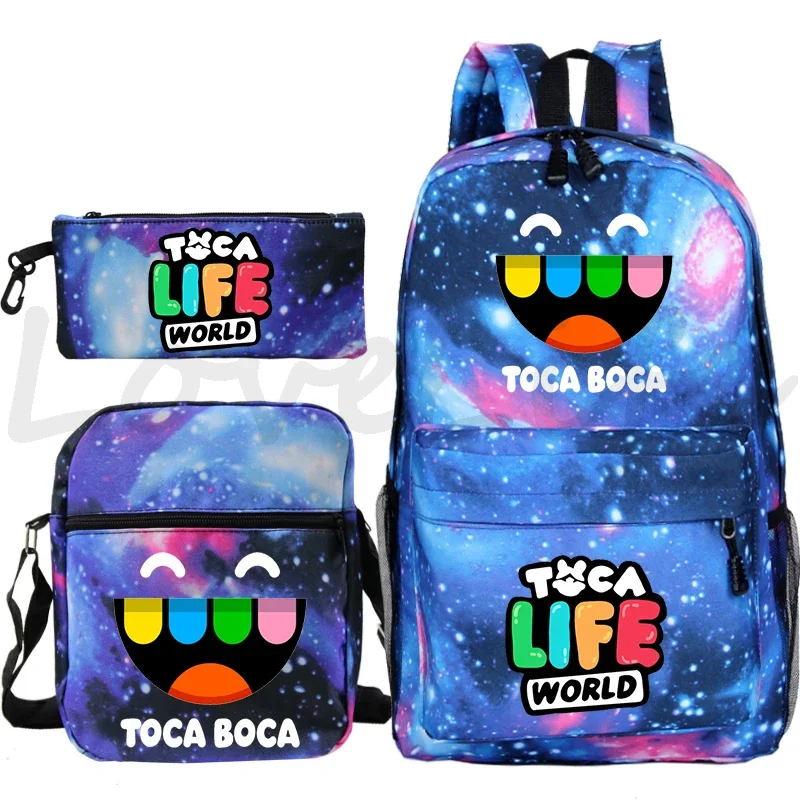 

Toca Life World Schoolbag 3pcs Set Backpack Children Cartoon Rucksack Kids boy girl School Backpack Students Back To School Gift