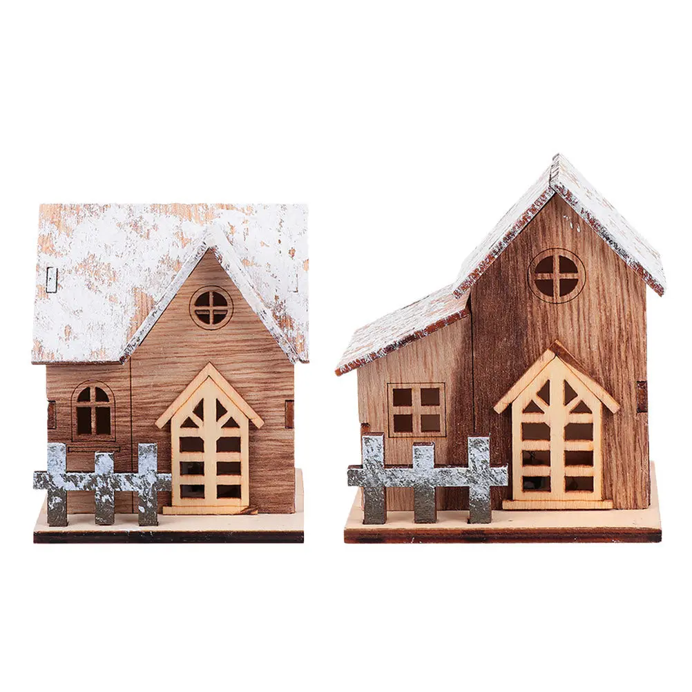 

2Pcs Xmas Luminous Mini Adornments LED Wooden Decor for Festive Wedding Birthday Carnival New Year