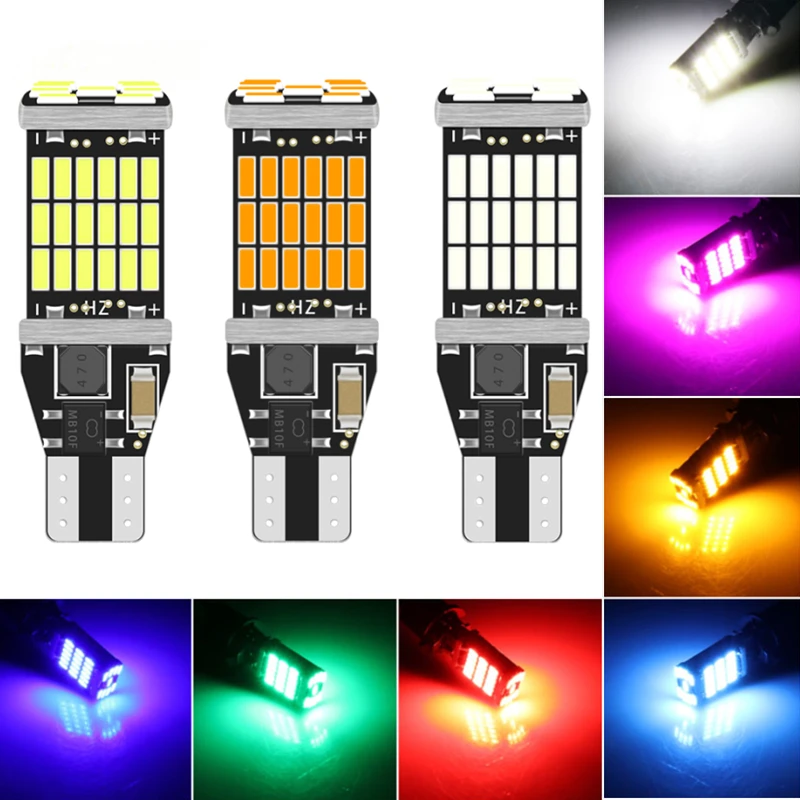 2pcs T15 W16W 921 912 Car LED Bulbs Led Canbus No Error 45pcs 4014SMD Replace For Car Tail Reversing Light Car Lamp White Amber