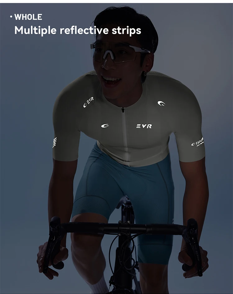 EVR Sommer Herren Radsport-Kurzarmtrikot Outdoor Rennrad-Bekleidung Hochelastisch und Schnelltrocknend Mountainbike-Radtrikot – Detail 14